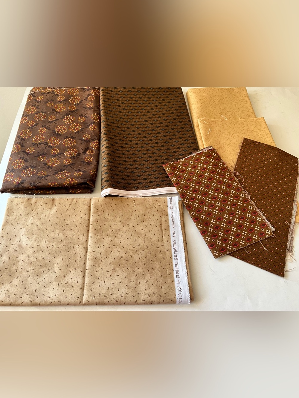 Quilting Material Moda Fabrics #1041#9194 Andover #5319 Floral Tan Brown Gold